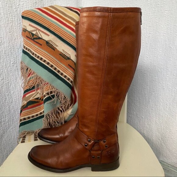 Frye Phillips Harness Tall Riding Boots Whiskey - Picture 4 of 11